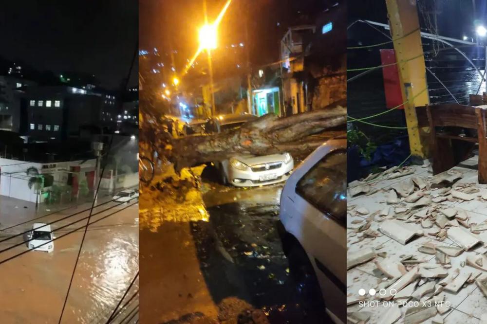 A cidade registrou vários pontos de destruição durante o temporal de segunda-feira (21) — Foto: Reprodução Redes Sociais